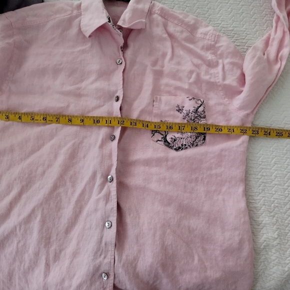 Tasha Polizzi for saddleblanket pink linen button down shirt Sz Xl - Picture 7 of 8
